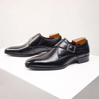 Elegante Herren Monk-Strap Businessschuhe mit Schnallenverschluss für stilbewusste Männer in Schwarz