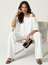 Elegantes Chiffon-Damen-Set - Elena in Weiß
