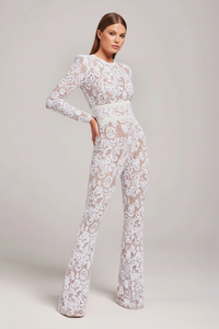 Eleganter Spitzen-Damen-Jumpsuit – Naomi in Weiß