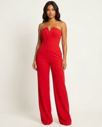 Eleganter trägerloser Damen-Jumpsuit – Valeria in Rot