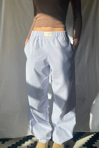 Elke | Damen Gestreifte Hose Leicht Modern Casual Sommer Elegant in Blau