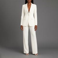Sophia | Damen Tailored Hosenanzug Elegant Business Modern Tailliert in Weiß