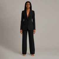 Sophia | Damen Tailored Hosenanzug Elegant Business Modern Tailliert in Schwarz