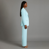 Sophia | Damen Tailored Hosenanzug Elegant Business Modern Tailliert in Türkis