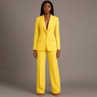 Sophia | Damen Tailored Hosenanzug Elegant Business Modern Tailliert in Gelb