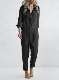 Maxine | Damen Overall Viele Taschen Funktional Casual Urban Modern in Schwarz