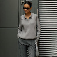 Mathilda | Weicher Alltags Strickpullover in Grau