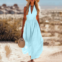 Cordua | Damen Neckholder Maxi Kleid in Blau