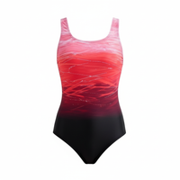 Lara | Damen Sport Badeanzug Ombre Einteilig Schwimmen Modern in Rot
