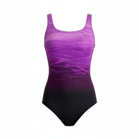 Lara | Damen Sport Badeanzug Ombre Einteilig Schwimmen Modern in Lila
