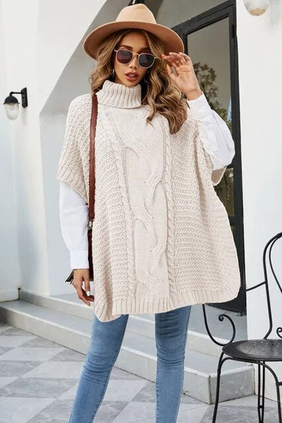 Hochgeschlossener Twist-Schal Pullover mit lockerem Rundhalsausschnitt