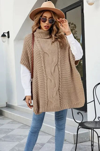 Hochgeschlossener Twist-Schal Pullover mit lockerem Rundhalsausschnitt