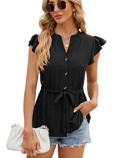 Artemizia® | Bluse mit Rüschenärmeln, Knöpfen und Taillenband