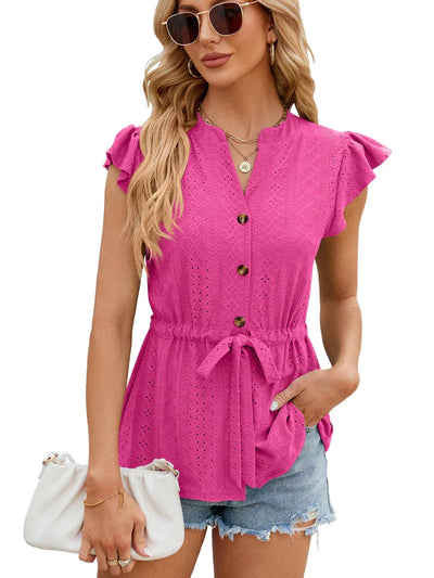 Artemizia® | Bluse mit Rüschenärmeln, Knöpfen und Taillenband