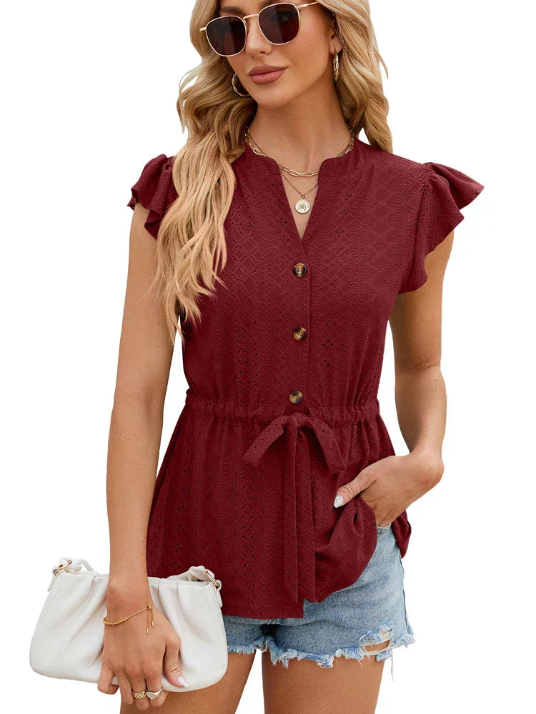 Artemizia® | Bluse mit Rüschenärmeln, Knöpfen und Taillenband