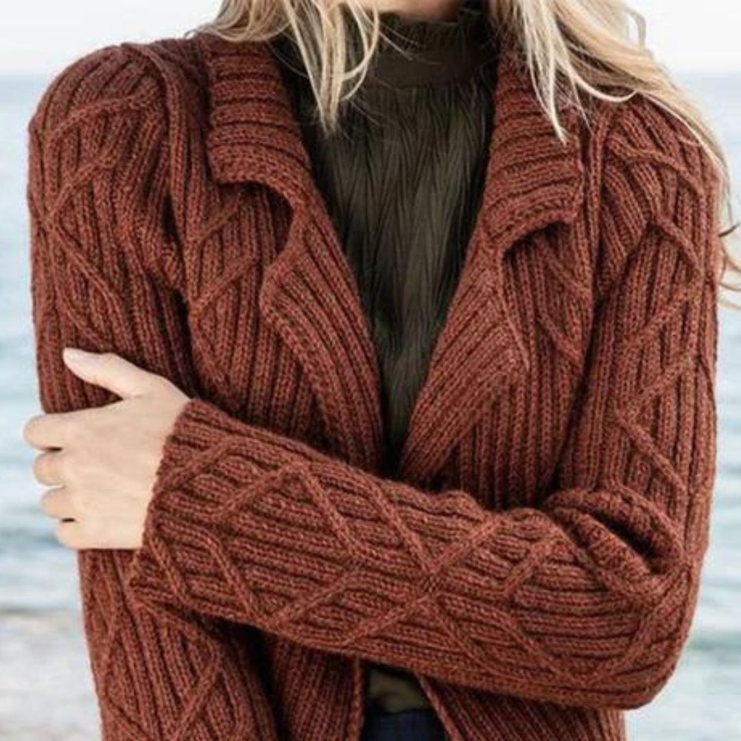 Lillian | Stilvolles einfarbiges Strickjacke mit langen Ärmeln