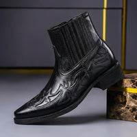 Jonas | Herren Handgefertigte Lederstiefel in Obsidianschwarz