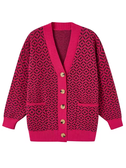 Ulrika | Strickjacke mit Geometrischem Muster und Knopfleiste