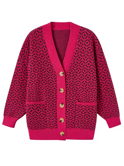 Ulrika | Strickjacke mit Geometrischem Muster und Knopfleiste