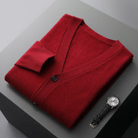 Lucian – Die stilvolle & vielseitige Herren-Strickjacke in Rostrot