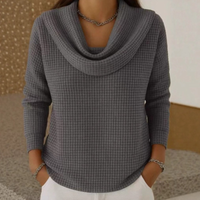 Danela – Eleganter Pullover Mit Wasserfallausschnitt in Grau
