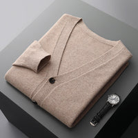 Lucian – Die stilvolle & vielseitige Herren-Strickjacke in Goldenes Kamel