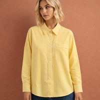 Gestreifte oversized Bluse für Damen mit klassischem Kragen und lockerer Passform | Nienke in Gelb