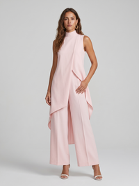 Sara | Damen-Turtleneck Ärmelloses Set in Rosa