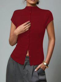 Taillierte Button-Up-Bluse – Aria in Rot