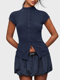 Taillierte Button-Up-Bluse – Aria in Blau