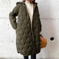 Damen Langarm Padded Parka mit Kapuze und Taschen in Dunkelgrün