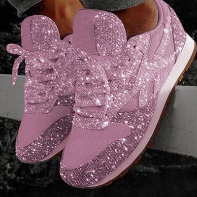 Fudus | Glitzer Mesh Schnürung Plattform Komfort Vulkanisierte Sneakers