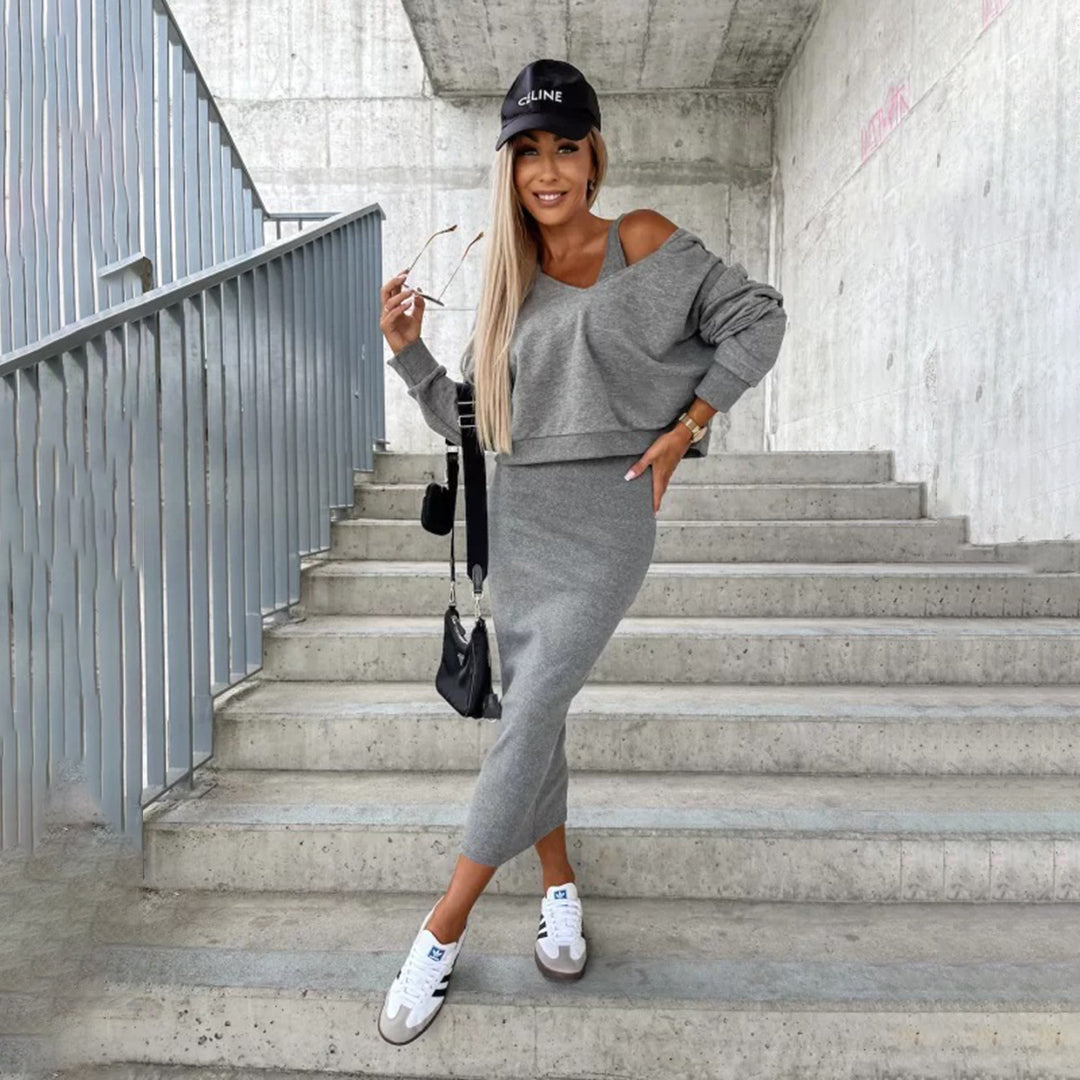 BESSIE - Stylisches Kleid und Sweatshirt-Set für einen modischen Look