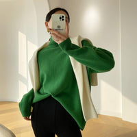 Damen Langarm-Turtleneck-Pullover in Grün