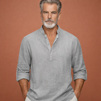Lässiges Herren Henley-Shirt mit Knopfleiste für Herren | Tijn in Grau