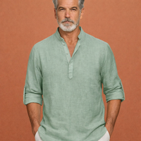 Lässiges Herren Henley-Shirt mit Knopfleiste für Herren | Tijn in Grün