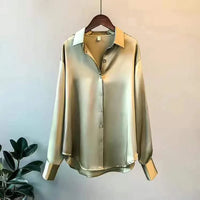 Élise | Damen Seidenbluse Klassisch Luxuriös Elegant Business Zeitlos in Grün