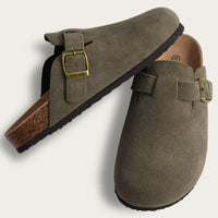 Leaf | Damen Boston Sandalen Suede Kork Ergonomisch Komfort Boho in Grün