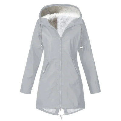 Casual Warme Fleecegefütterte Wasserdichte Regenjacke mit Kapuze für Damen | Ideal für den Winter