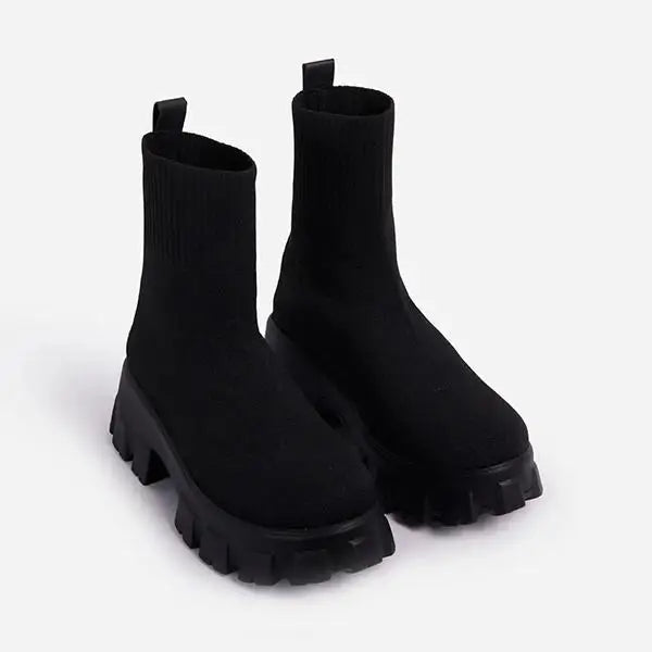 Lässige Strick- und Vegan Leder Stiefeletten für Damen | Ideal für das tägliche Tragen