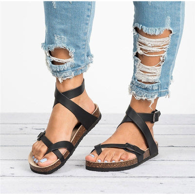 Flache Sandalen mit Gekreuztem Riemen für Damen