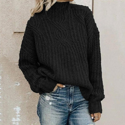 Lässiger Strickpullover mit Stehkragen für Damen | Ideal für den Winter