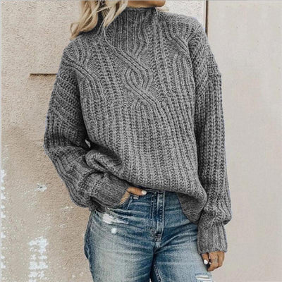 Lässiger Strickpullover mit Stehkragen für Damen | Ideal für den Winter