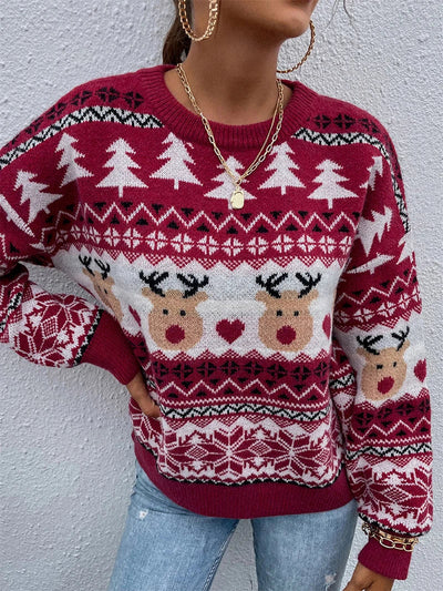 Teresa- Weihnachtspullover mit Rentieren und Schneeflocken
