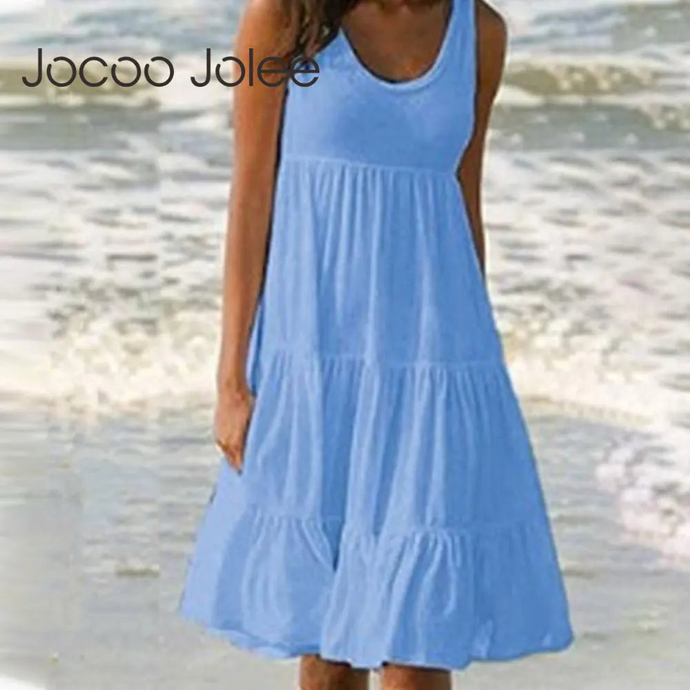 Jocoo | Damenkleid Boho Mini Kleid mit Rüschen für Sommerlook