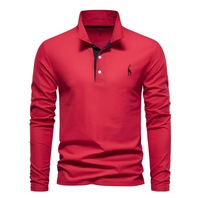 Antoine - Langärmeliges Herren-Poloshirt für den Alltag in Rot