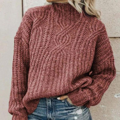 Lässiger Strickpullover mit Stehkragen für Damen | Ideal für den Winter