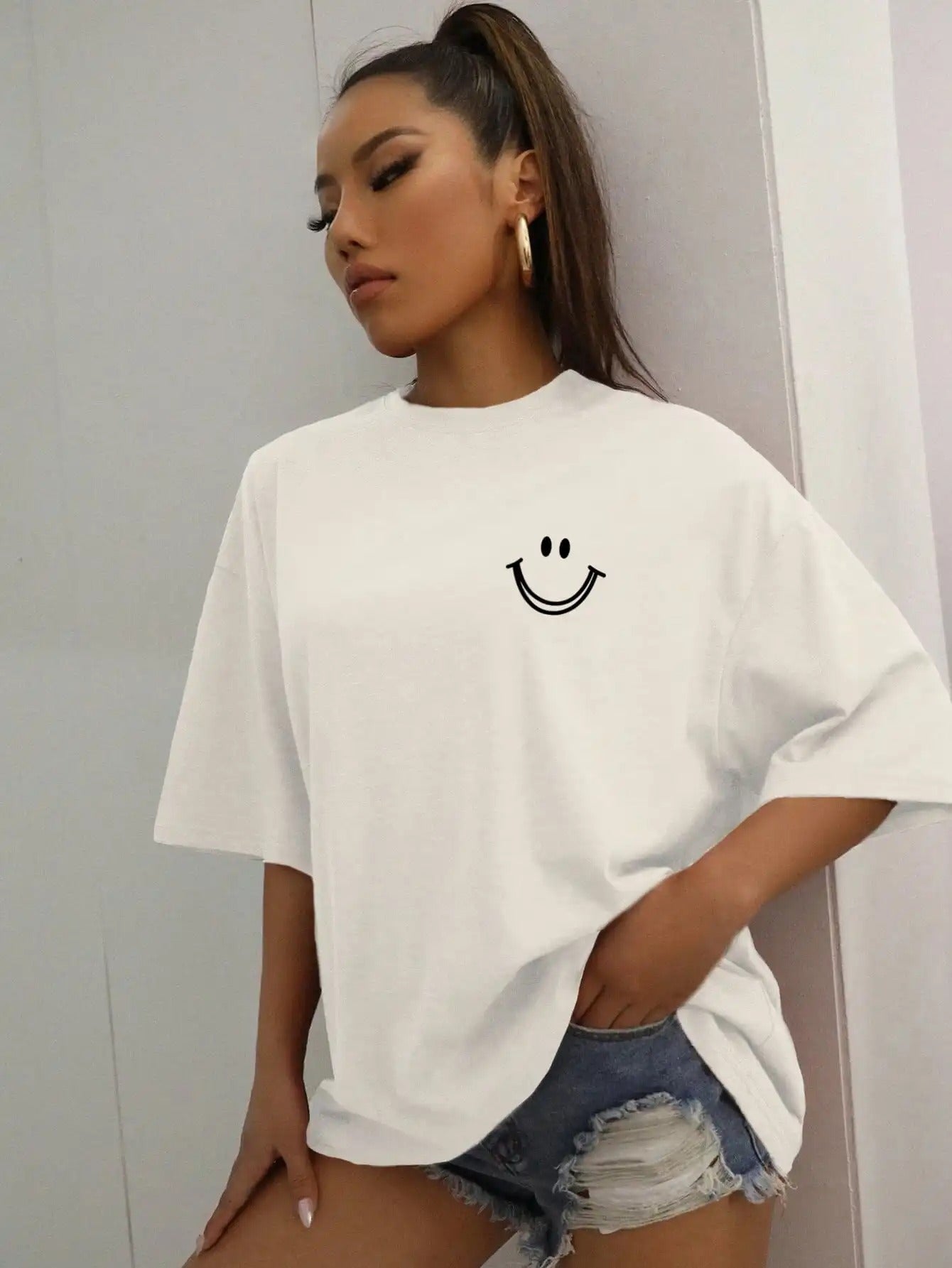 Smellina | Baumwoll-T-Shirt mit Emoji-Druck