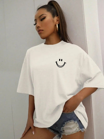 Smellina | Baumwoll-T-Shirt mit Emoji-Druck
