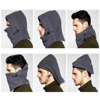 3-in-1 Wintermütze mit Kapuze und Schal in Grau